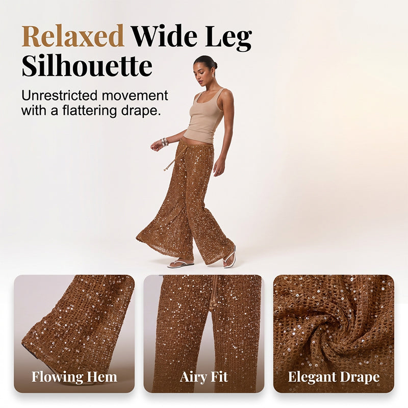 Glamouröse Paillettenhose mit niedriger Taille
