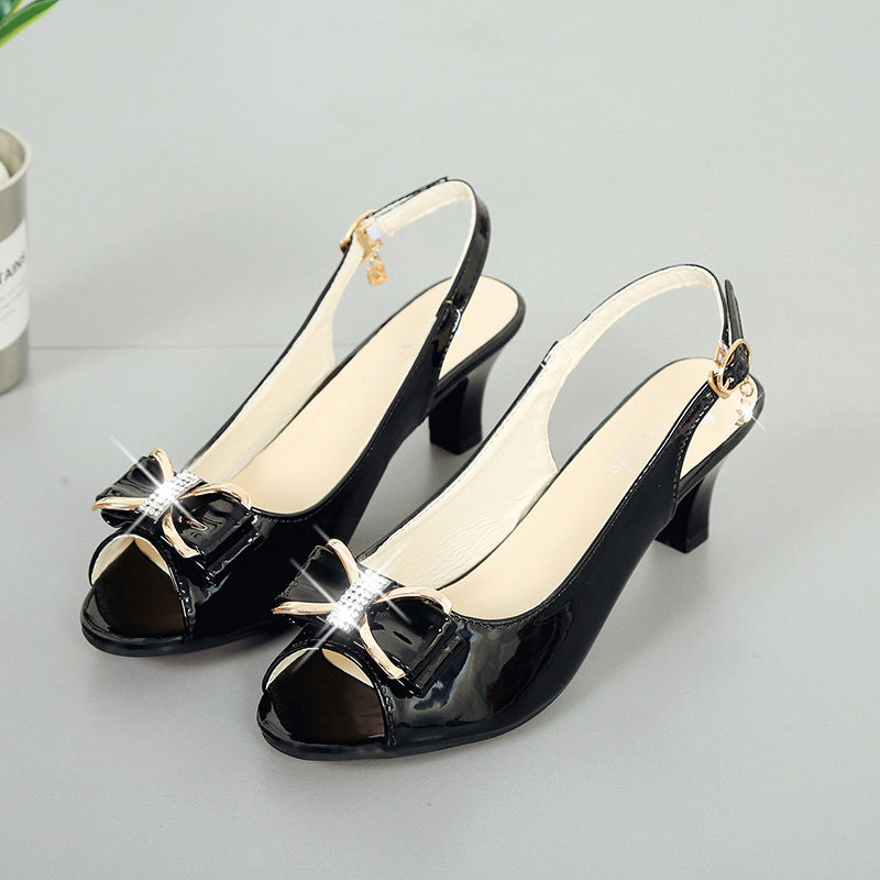 🔥 Nur jetzt! 50% Rabatt Damen Peep Toe Slingback Sandalen 🖤 Mit Schleife & Fußgewölbestütze, ganztägig bequem