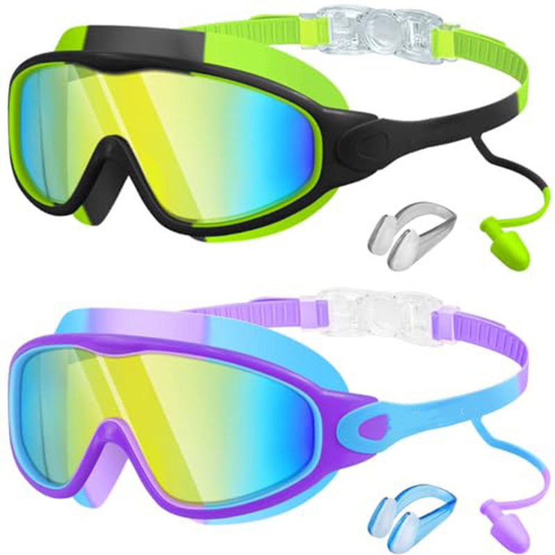 ⏰ Nur noch heute 50% Rabatt! 🏊 Kinder Schwimmbrillen Set 2 Stück, Anti-Beschlag & UV-Schutz, Weitwinkel-Glas mit Silikon-Dichtung & integrierten Ohrenstöpseln, bequemer Sitz für Jungen & Mädchen ✨