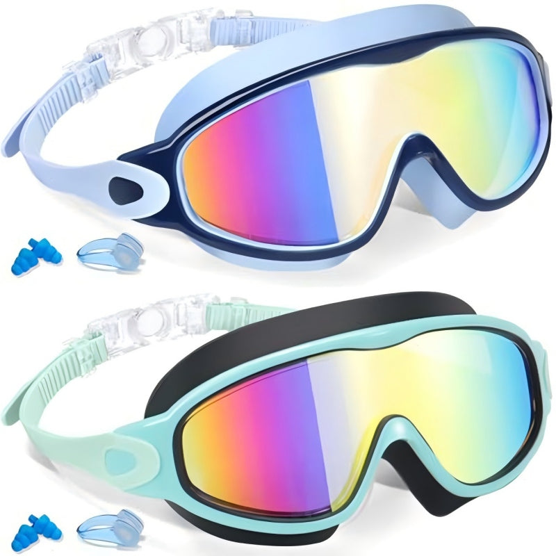 ⏰ Nur noch heute 50% Rabatt! 🏊 Kinder Schwimmbrillen Set 2 Stück, Anti-Beschlag & UV-Schutz, Weitwinkel-Glas mit Silikon-Dichtung & integrierten Ohrenstöpseln, bequemer Sitz für Jungen & Mädchen ✨