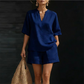 🔥 50% RABATT! Damen Sommer-Set aus Leinen-Mix – V-Ausschnitt Top + Shorts, leicht & bequem!
