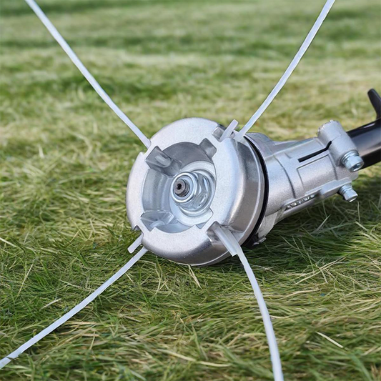 🌿 LIMITIERTER 50% RABATT! Schwerlast 4-Faden Aluminium Trimmerkopf – Universal passend, breite Schnittfläche für schnelle Rasen- und Unkrautpflege