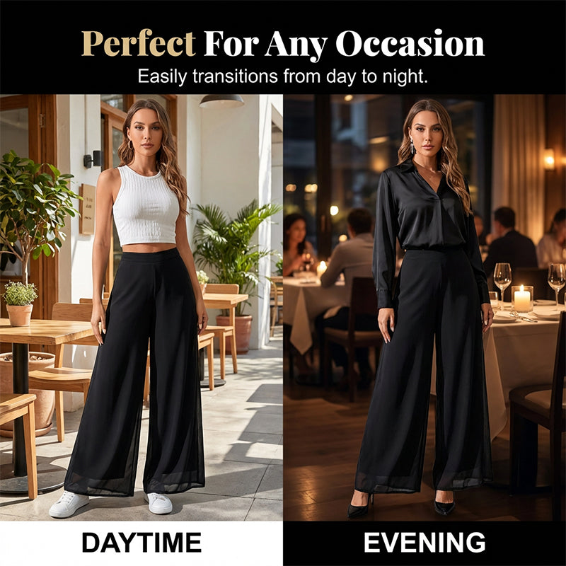 💃 50 % RABATT FÜR BEGRENZTE ZEIT! 👖 Damen Chiffon Weitbeinhose – Fließender Stoff, figurfreundlicher Schnitt, elegant für jeden Anlass 🖤