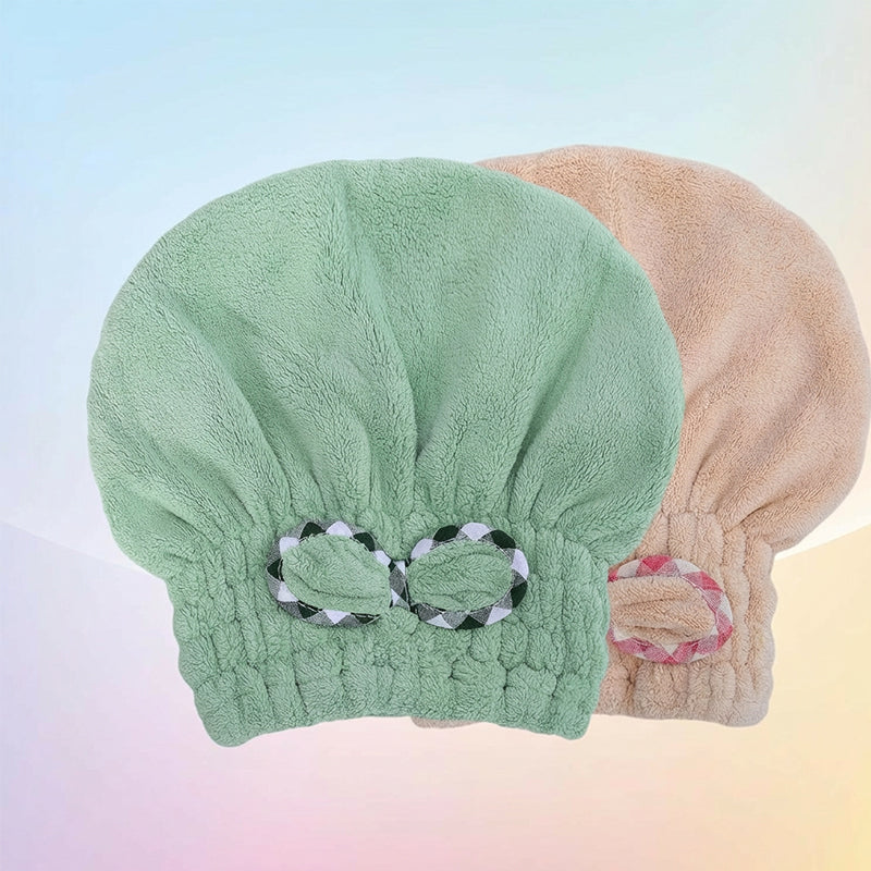 💥Saugstarker Haarturban aus Korallenfleece – Schnelltrocknendes Turban-Tuch mit Gummibund für Bad & Haarwäsche
