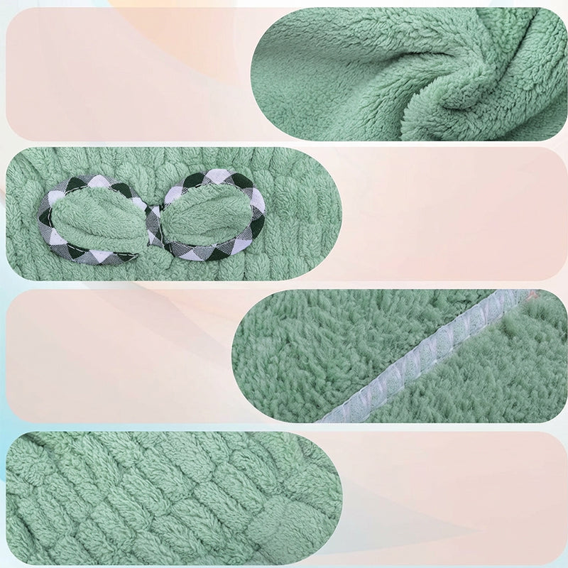 💥Saugstarker Haarturban aus Korallenfleece – Schnelltrocknendes Turban-Tuch mit Gummibund für Bad & Haarwäsche