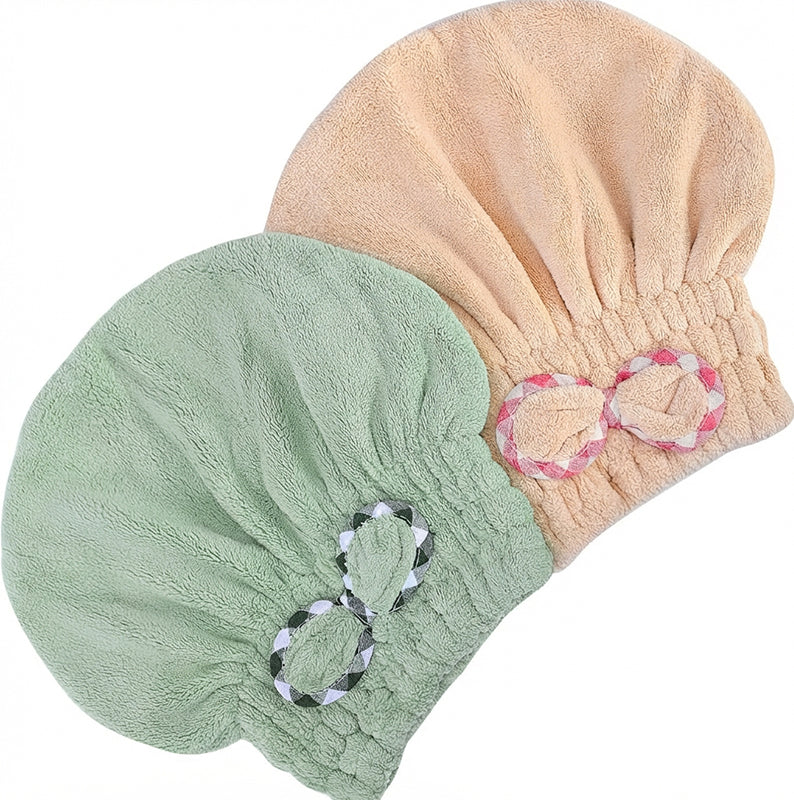 💥Saugstarker Haarturban aus Korallenfleece – Schnelltrocknendes Turban-Tuch mit Gummibund für Bad & Haarwäsche