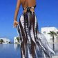 ⏰ Nur noch heute limitierter 55% Rabatt! 👙 2-teiliges Bikini-Set mit transparentem Strand-Maxirock, Ring-Detail am Halsausschnitt, elastischer Stoff, trendiger Schwarz-Weiß Batik Print für Pool, Strand & Sommerurlaub ✨
