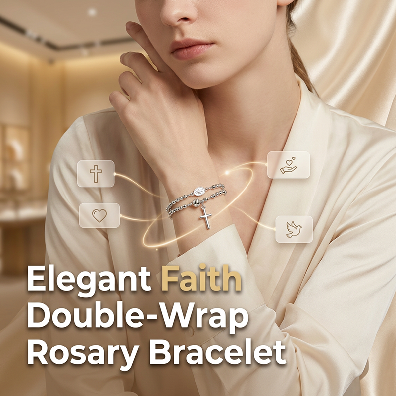 🌷💝 49% RABATT! Elegantes Doppeltes Gebetsperlenarmband mit Kreuz – Stilvoll & voller Glauben!