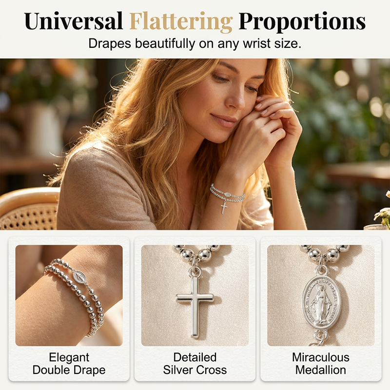 🌷💝 49% RABATT! Elegantes Doppeltes Gebetsperlenarmband mit Kreuz – Stilvoll & voller Glauben!