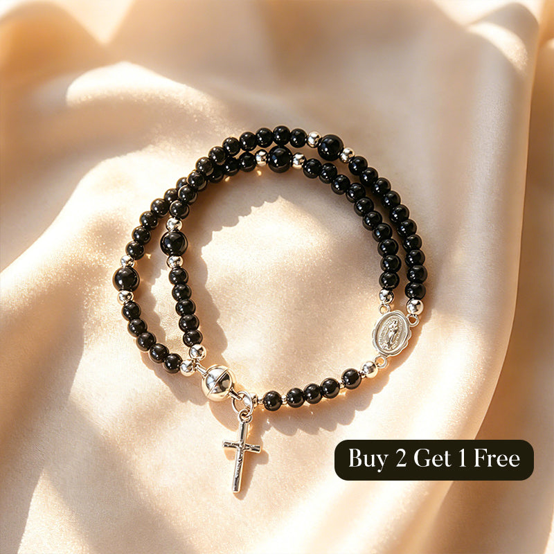 🌷💝 49% RABATT! Elegantes Doppeltes Gebetsperlenarmband mit Kreuz – Stilvoll & voller Glauben!