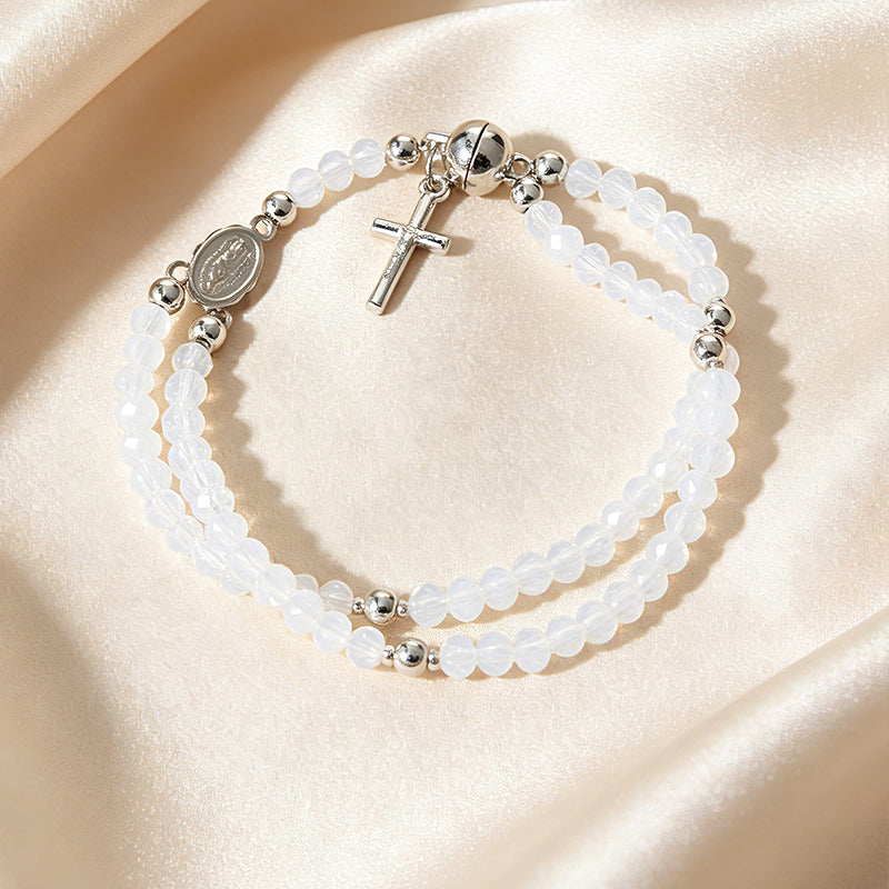 🌷💝 49% RABATT! Elegantes Doppeltes Gebetsperlenarmband mit Kreuz – Stilvoll & voller Glauben!