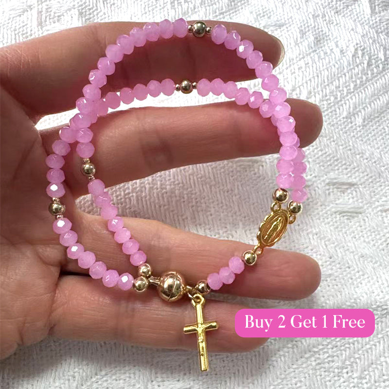 🌷💝 49% RABATT! Elegantes Doppeltes Gebetsperlenarmband mit Kreuz – Stilvoll & voller Glauben!