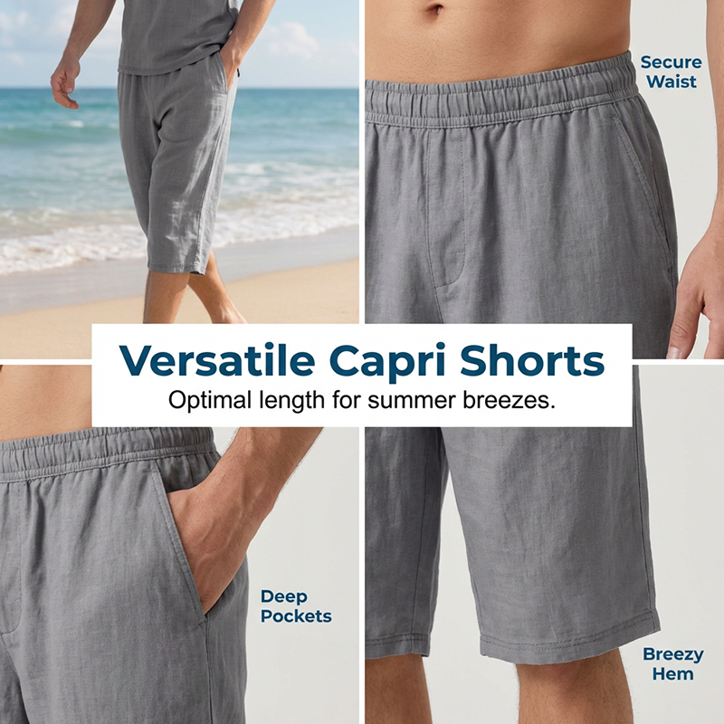 ✈️Versandkostenfrei🔥 Letzter Tag! 50% Rabatt Herren Leinen 2-Teiler Set 🌿 Polohemd + Caprihose, luftig für den Sommer