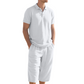 ✈️Versandkostenfrei🔥 Letzter Tag! 50% Rabatt Herren Leinen 2-Teiler Set 🌿 Polohemd + Caprihose, luftig für den Sommer