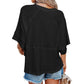 👕 LIMITIERTER 50% RABATT! Einfarbiges Patchwork-T-Shirt für Damen – Lockerer Schnitt, weite 5-Punkt Trompetenärmel, 3 Trendfarben