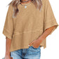 👕 LIMITIERTER 50% RABATT! Einfarbiges Patchwork-T-Shirt für Damen – Lockerer Schnitt, weite 5-Punkt Trompetenärmel, 3 Trendfarben