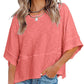 👕 LIMITIERTER 50% RABATT! Einfarbiges Patchwork-T-Shirt für Damen – Lockerer Schnitt, weite 5-Punkt Trompetenärmel, 3 Trendfarben