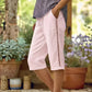 🌿 Damen Capri-Sommerhose mit Spitzendetails – Bequem, luftig & mit elastischem Bund!