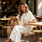 🏖️ 50 % RABATT AUF NEUHEITEN! 👗 Damen Zweiteiler Set – Elegantes Top + weite Hose, atmungsaktiv, für Urlaub & Alltag 🤍