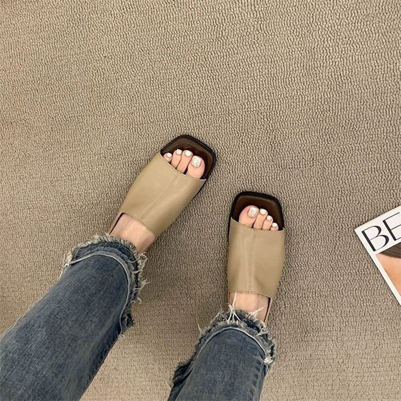 Damen Retro-Slingback-Sandalen mit eckiger Zehenpartie