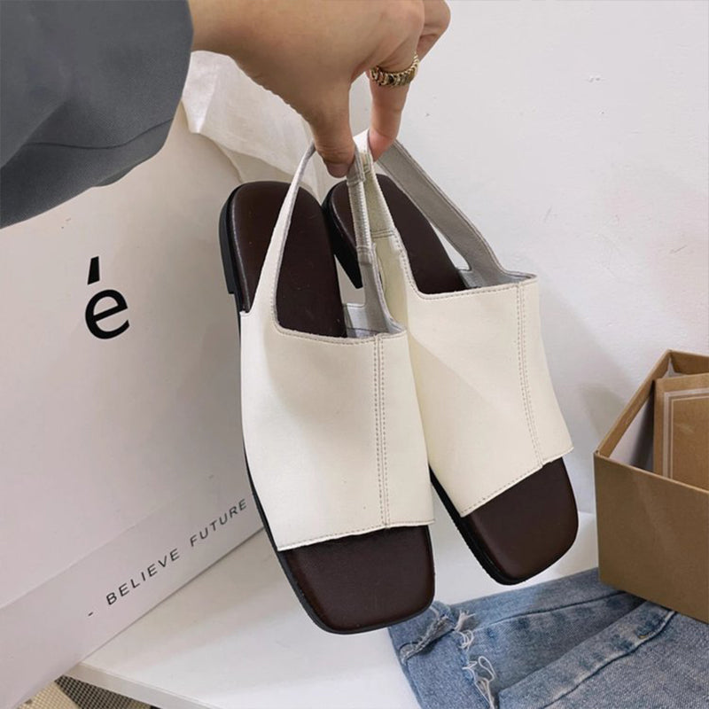 Damen Retro-Slingback-Sandalen mit eckiger Zehenpartie