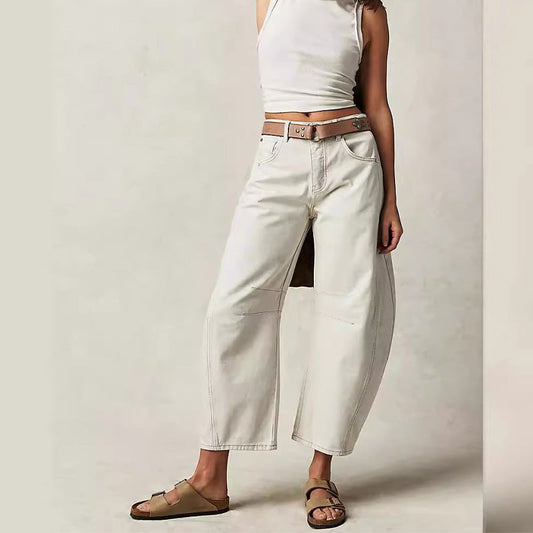 Damen Retro-Jeans mit mittlerem Bund und geschwungenen Weitbeinen