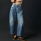 Damen Retro-Jeans mit mittlerem Bund und geschwungenen Weitbeinen