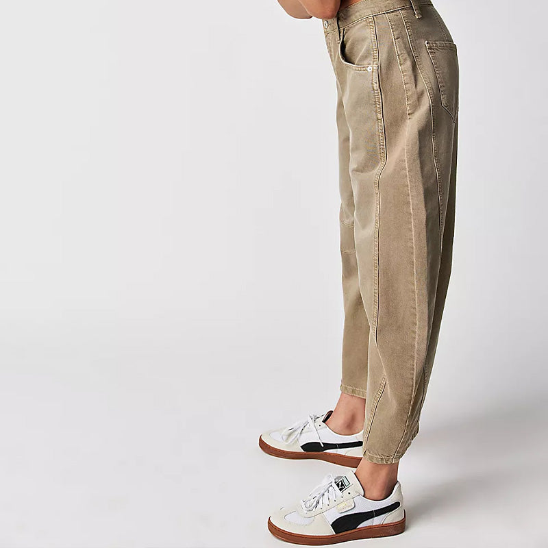 Damen Retro-Jeans mit mittlerem Bund und geschwungenen Weitbeinen