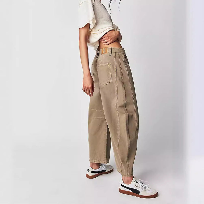 Damen Retro-Jeans mit mittlerem Bund und geschwungenen Weitbeinen