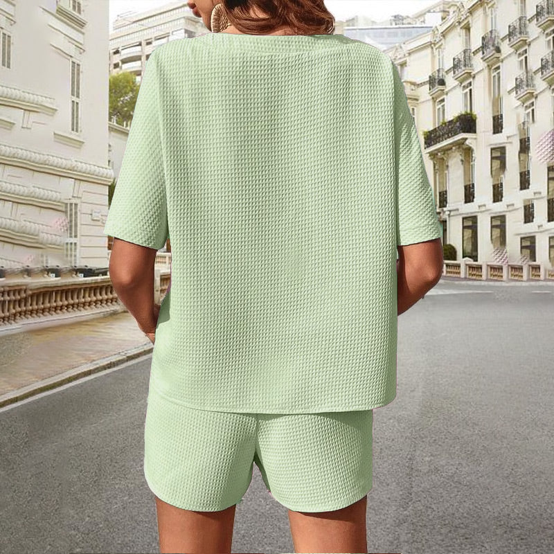 Women's Casual Waffle 2 Piece Set