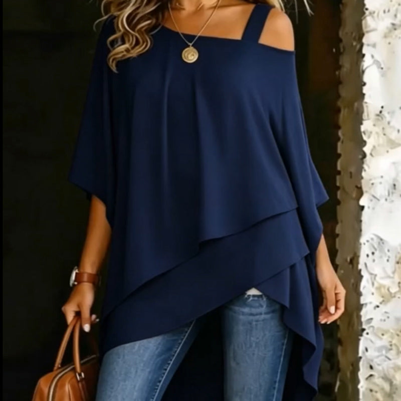 Damenbluse mit asymmetrischem Schnitt, lässig und locker geschnitten