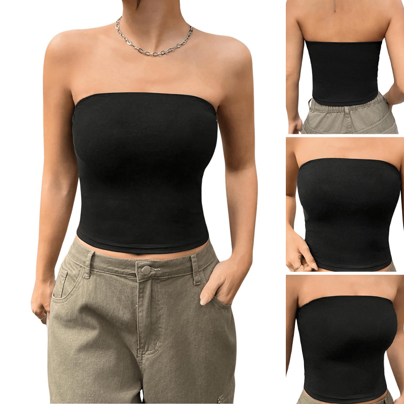 Weiches trägerloses Bandeau-Top in Unifarbe für Damen