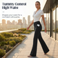 Damen elastische Schlaghose mit hohem Bund