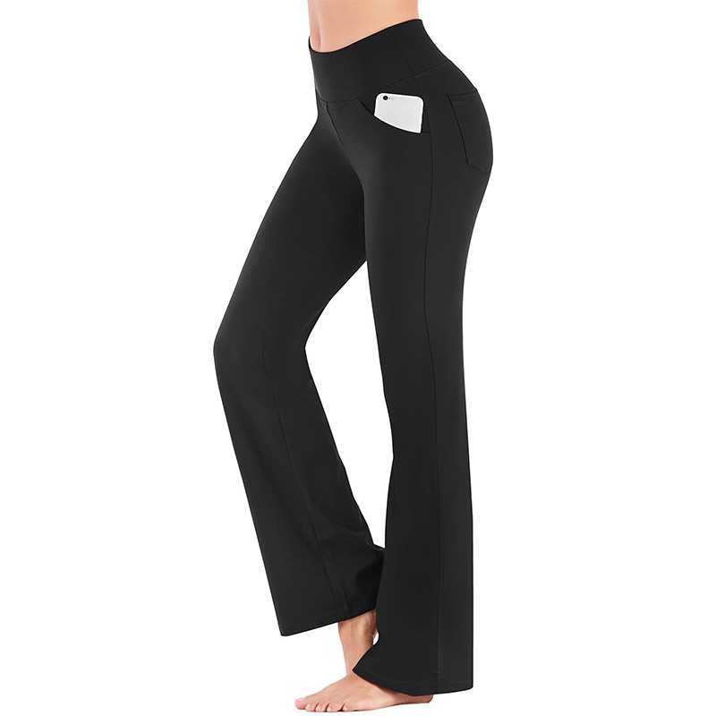 Damen elastische Schlaghose mit hohem Bund