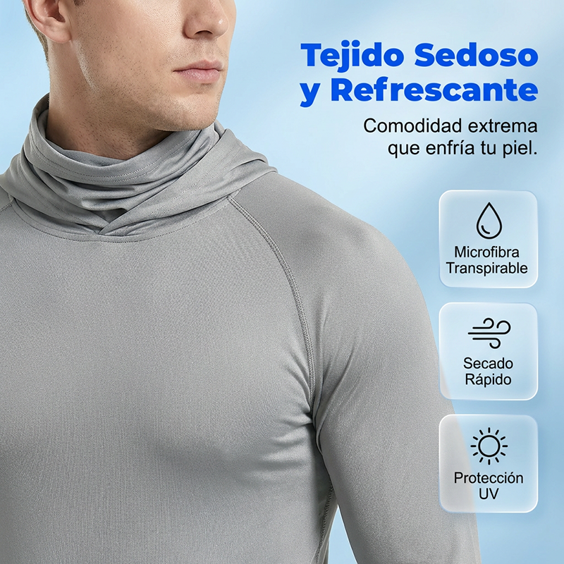 ☀️ Herren Sonnenschutz-Hoodie mit UPF 50+ – Atmungsaktiv, Schnelltrocknend & mit integrierter Gesichtsmaske!