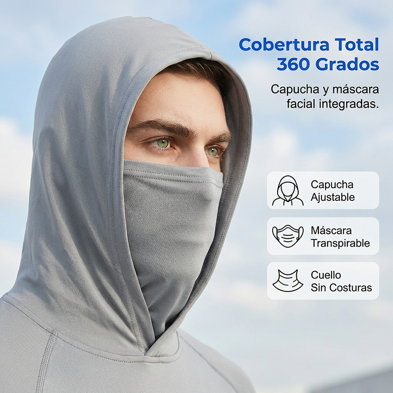 ☀️ Herren Sonnenschutz-Hoodie mit UPF 50+ – Atmungsaktiv, Schnelltrocknend & mit integrierter Gesichtsmaske!
