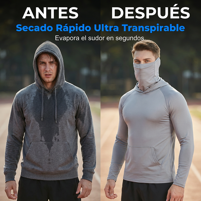 ☀️ Herren Sonnenschutz-Hoodie mit UPF 50+ – Atmungsaktiv, Schnelltrocknend & mit integrierter Gesichtsmaske!