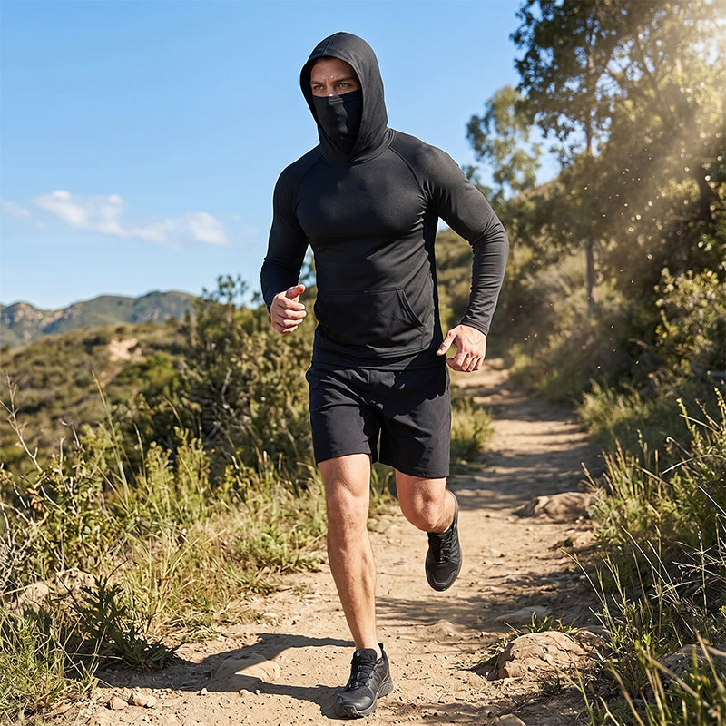 ☀️ Herren Sonnenschutz-Hoodie mit UPF 50+ – Atmungsaktiv, Schnelltrocknend & mit integrierter Gesichtsmaske!