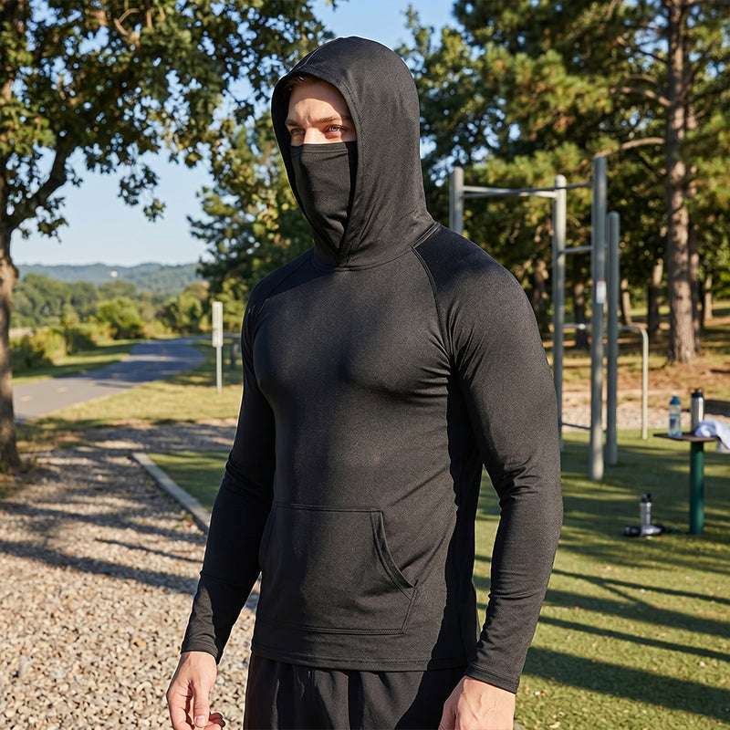 ☀️ Herren Sonnenschutz-Hoodie mit UPF 50+ – Atmungsaktiv, Schnelltrocknend & mit integrierter Gesichtsmaske!