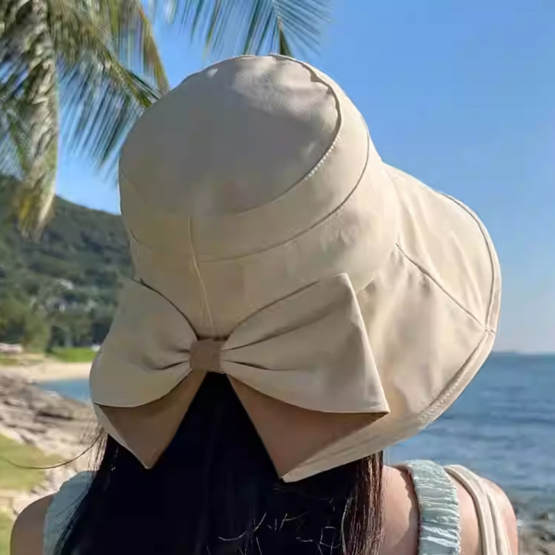 👒 Damen Sonnenhut mit breiter Krempe & Schleife – Faltbarer UV-Schutz Hut für Strand & Urlaub🎀