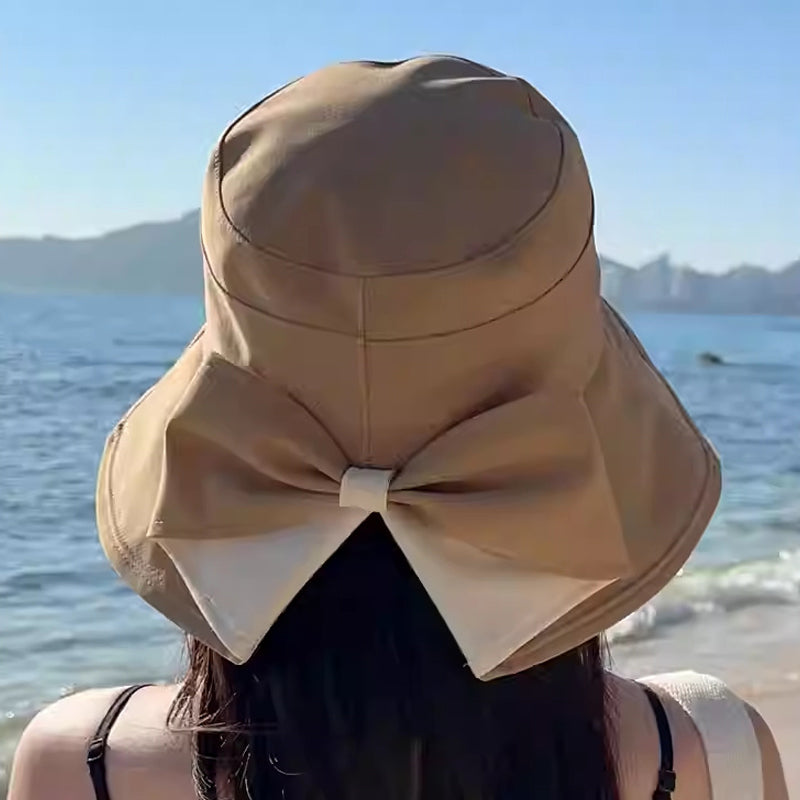 👒 Damen Sonnenhut mit breiter Krempe & Schleife – Faltbarer UV-Schutz Hut für Strand & Urlaub🎀
