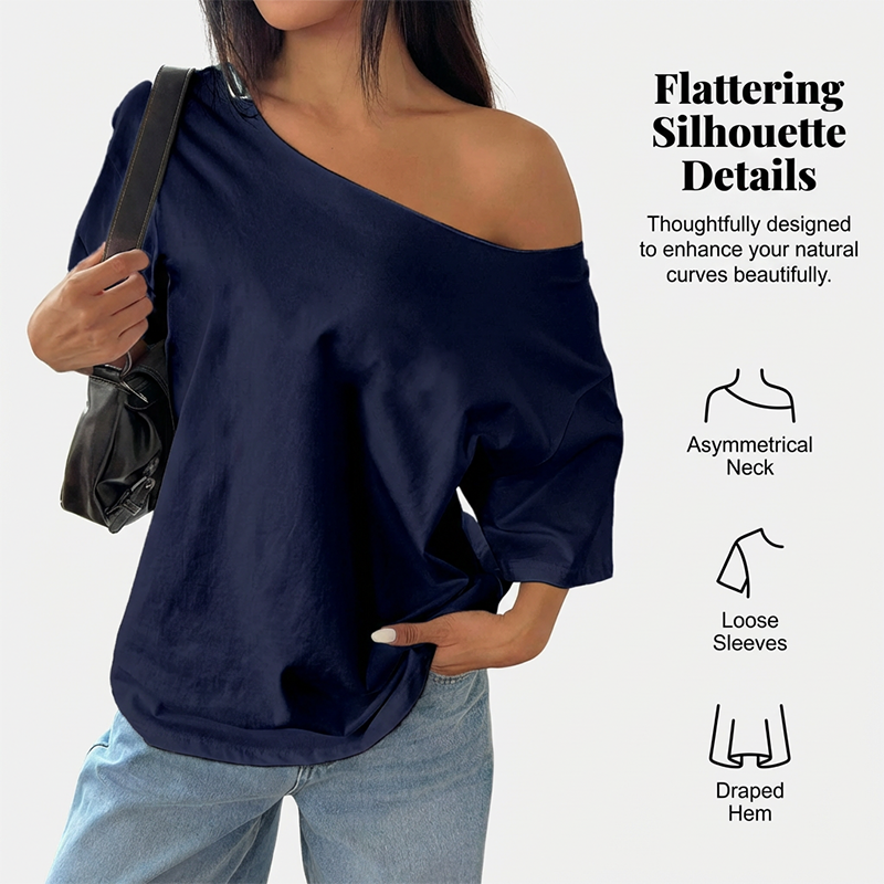 Lässiges schulterfreies Damen-T-Shirt