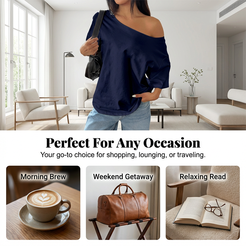 Lässiges schulterfreies Damen-T-Shirt