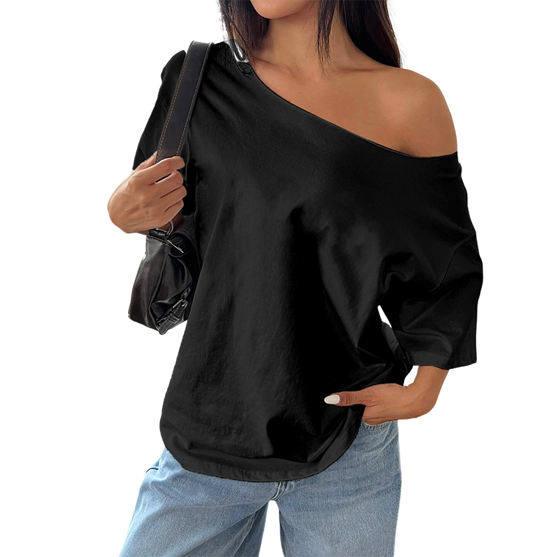 Lässiges schulterfreies Damen-T-Shirt