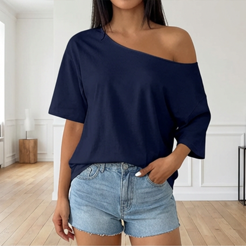 Lässiges schulterfreies Damen-T-Shirt