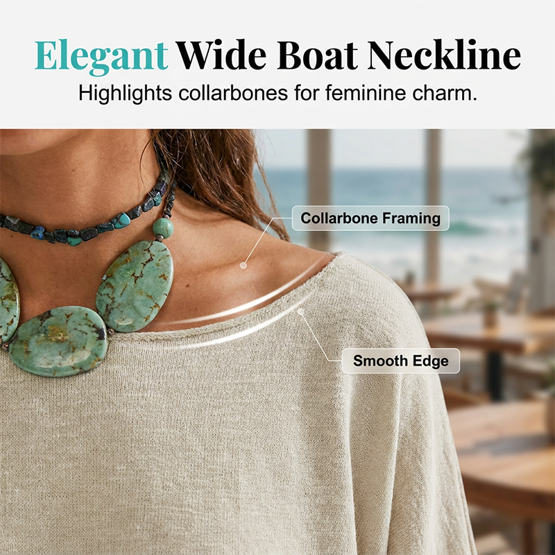 🌺👕 50% RABATT! Lockeres Damen-Oberteil mit U-Boot-Ausschnitt – Einfarbig, leicht & perfekt für Sommer & Alltag!