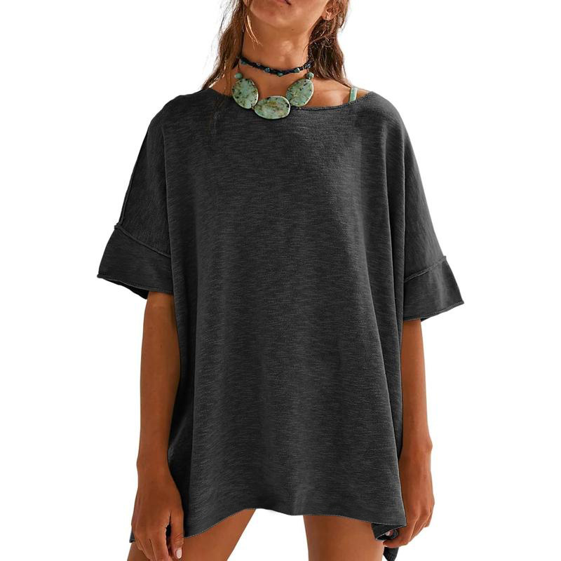 🌺👕 50% RABATT! Lockeres Damen-Oberteil mit U-Boot-Ausschnitt – Einfarbig, leicht & perfekt für Sommer & Alltag!