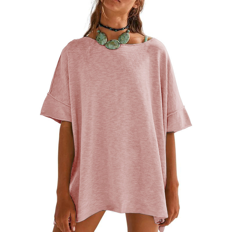 🌺👕 50% RABATT! Lockeres Damen-Oberteil mit U-Boot-Ausschnitt – Einfarbig, leicht & perfekt für Sommer & Alltag!