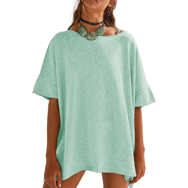 🌺👕 50% RABATT! Lockeres Damen-Oberteil mit U-Boot-Ausschnitt – Einfarbig, leicht & perfekt für Sommer & Alltag!