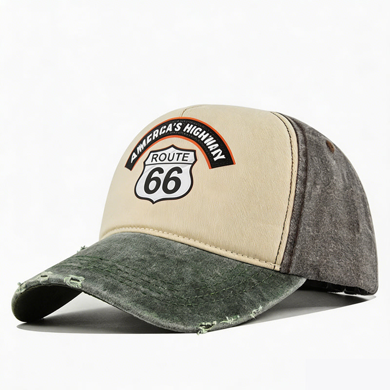 🧢 Vintage Route 66 Baseballkappe – Retro Motorrad-Design, Washed-Optik & Lässiger Stil!